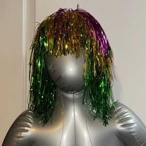 Metallic Foil party wig green gold & purple one size Costume Mardi Gras Party